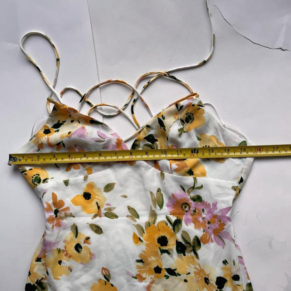 Princess Polly Yellow Floral Maxi Dress Open Back Tie Strap Slip Dress Size 2 - Picture 7 of 10